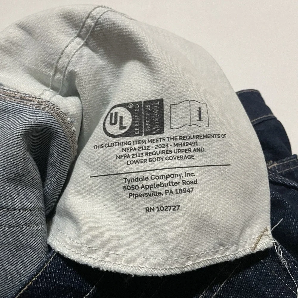 Tyndale FR Flame Resistant NFPA 2112 CAT 2 ATPV 15 Work Jeans Mens 38x29 USA